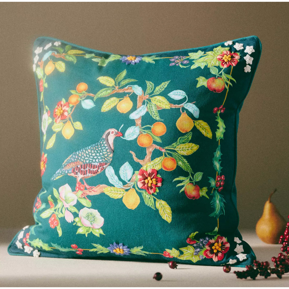 Anthropologie Lou Rota 12 Days of Christmas Pillow Cushion Partridge Sealed NEW